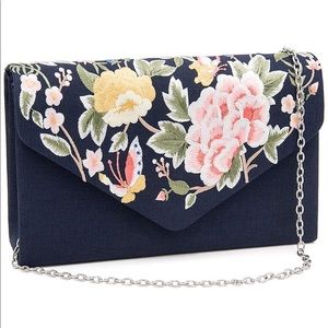 Milisente Brand New Navy Peony Clutch